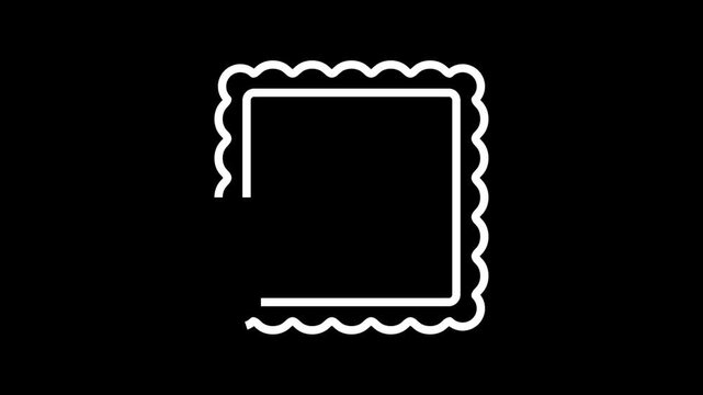 Geometric decorative frames or stickers in the shape of a square with a wavy or zigzag edge graphic animation. Alpha channel. Transparent background motion