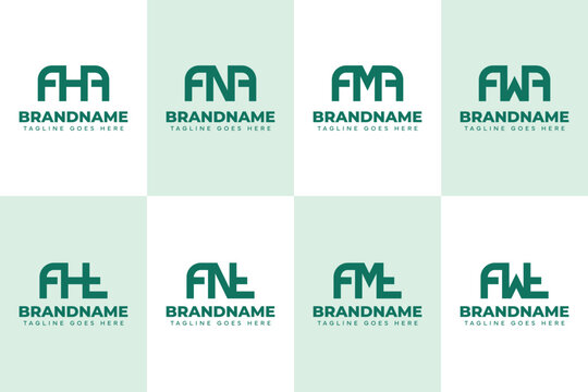 Letters AHA ANA AMA AWA AHT ANT AMT AWT Monogram Logo Set