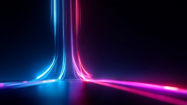 Long, colorful line of lights that are arranged in a way that they appear to be flowing down a wall