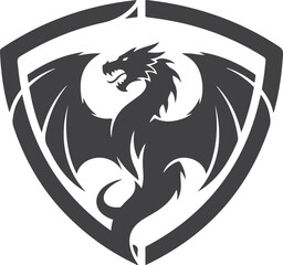Dragon shield emblem vector icon graphic design symbol logo power