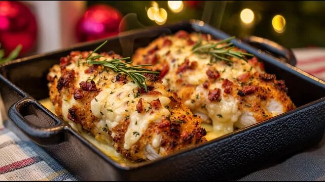 Baked Chicken Cordon Bleu With Festive Table