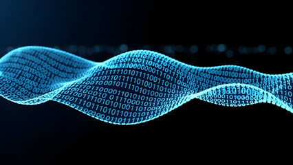 Flowing Binary Code Wave Algorithm Digital Background