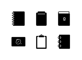 Notebook Notepad Diary Sketchbook Clipboard Binder Minimal Black Fill Icon Set