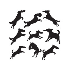 Frisbee Dog Silhouettes Collection,Frisbee Dogs Silhouettes,Vector Frisbee Dog Silhouettes,Dog Playing Frisbee Silhouettes,frisbee dog vector