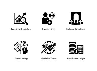 Recruitment Analytics Diversity Hiring Inclusive Recruitment Talent Strategy Job Market Icon Set