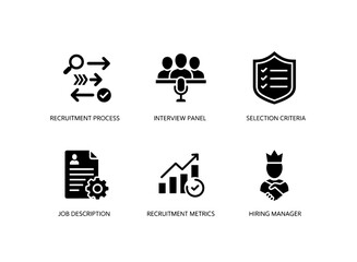 Recruitment Process Interview Panel Selection Criteria Job Description Recruitment Cycle Icon Set