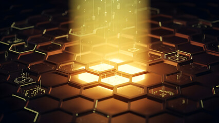 Blockchain Hexagon Grid Structure Cryptocurrency Background