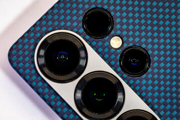 Camera unit on a smartphone. Camera lens for mobile photography.