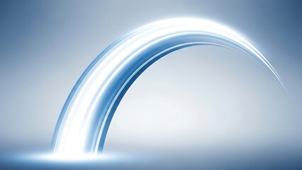 Bright blue curved energy arc emerging upward from a soft glowing surface.