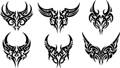 Tribal Tattoo Design Bundle &ndash; Abstract Sharp Symmetrical Vector Set