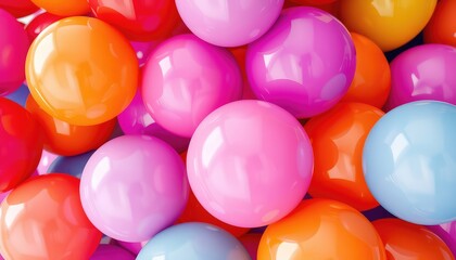 A vibrant arrangement of brightly colored spheres creating a cheerful, festive, and celebratory atmosphere