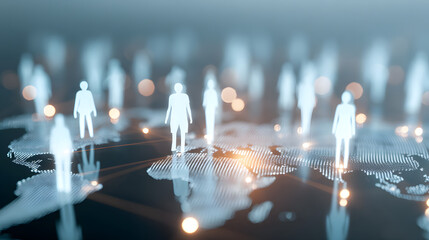 Network concept with business people on a world map