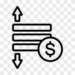 Vector symbol depicting financial growth and decline, business concept of economic design.