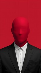 Vector silhouette of a handsome businessman in a black suit and red tie, standing as a symbol of success