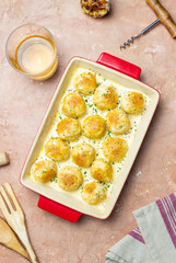 Chicken meatballs in a creamy sauce. Italian cuisine. Recipe.