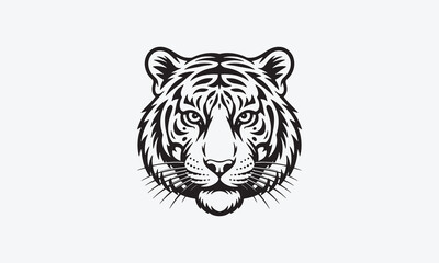 Tiger head silhouette vector illustration of a wild feline portrait