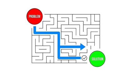 A problem solving maze with clear solution path finding illustration