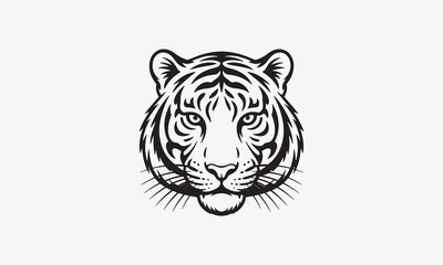 Tiger head vector illustration of a wild feline portrait