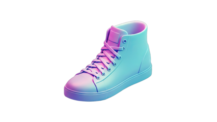 Neon High-Top Sneaker Isolated on White Background
