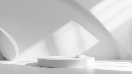 Modern 3D Podium on White Background