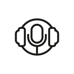 Microphone and headphones icon. Outline vector illustration.