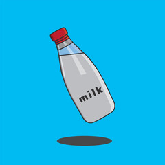 Cartoon Milk Bottle Illustration on Blue Background