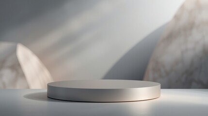 Modern 3D Podium on White Background