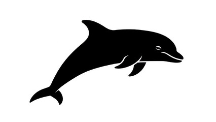 Fototapeta premium Illustration of black silhouette of a jumping dolphin isolated on transparent background