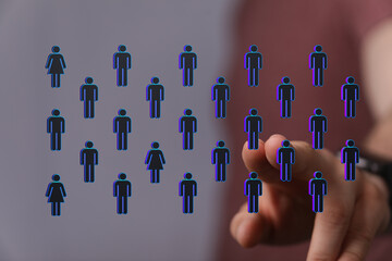 Abstract and conceptual illustration of a digital representation of human figures. The image evokes feelings of connection, networking, and comm
