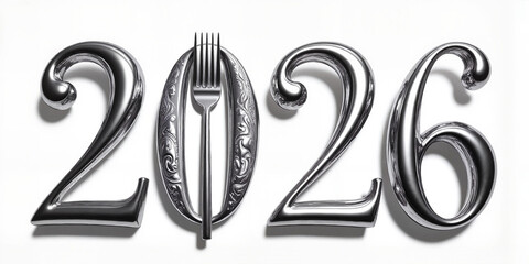 Obraz premium 2026 with fork symbolizing culinary themes and dining trends 