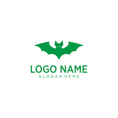 Green Bat Logo Emblem Design for Modern Branding and Identity with Minimal Silhouette Style Icon