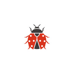 Minimalist Ladybug Icon with Clean Red Wings and Clean Geometry for Modern Graphic Branding
