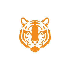 Bold geometric tiger head logo in modern minimalist style for branding, mascot, emblem, and creative identity