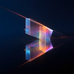 Abstract futuristic glass geometry with prism light effects