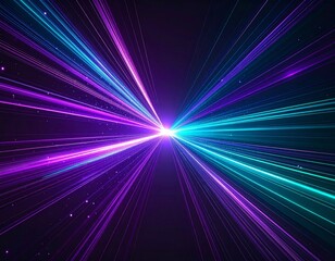 Fototapeta premium Abstract Digital Light Streaks Bursting From Center Purple Blue Glow
