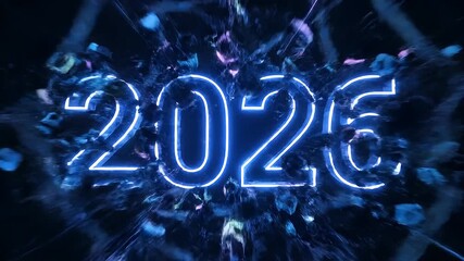 Abstract Neon Geometric Shapes Tunneling Through Digital Space - Powered by Adobe