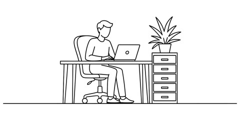 Elegant one-line drawing of an open book with a tree growing from its pages, symbolizing knowledge, growth, and learning. isolated on white. Vector, illustration