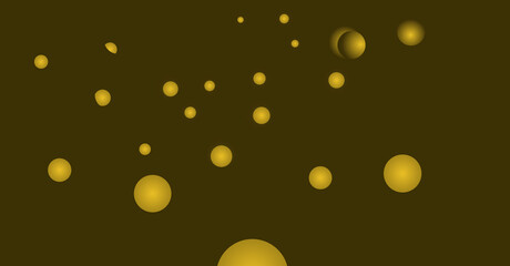 Golden Floating Spheres on Dark Brown Background with Elegant Minimal Abstract Luxury Bokeh Balls