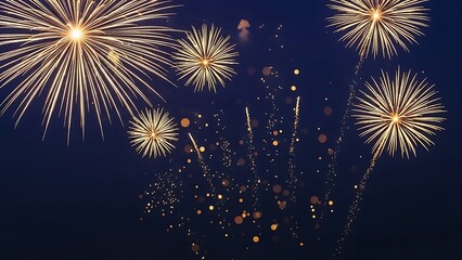 Spectacular Golden Fireworks Illuminating the Dark Night Sky