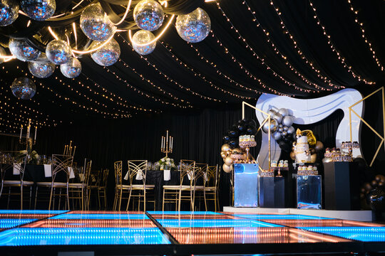 Creating a luxurious black and gold event space