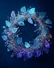 High-tech Christmas wreath featuring neon circuit-style leaves and modern digital holiday ornament details