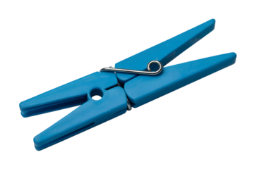 vibrant blue clothes pin . Isolated on transparent background, png