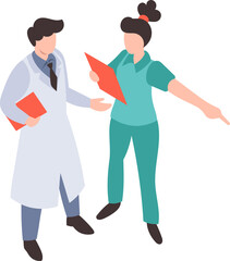Medic Hospitality Doctor Nurse Healthcare at Hospital Medical Staff Isometric