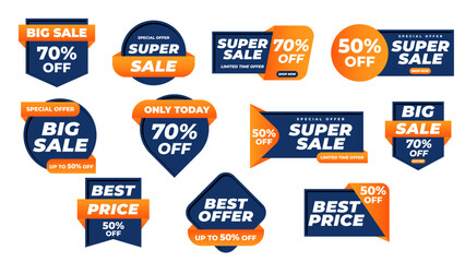 Colorful premium sale tag vector design collection for commercial marketing, price labels, seasonal sales, online shop, and promotional materials.