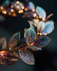 Digital tech-inspired Christmas wreath with illuminated circuit patterns and soft elegant glow