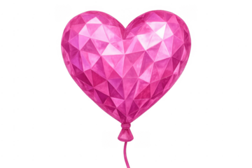 Pink faceted heart balloon floating love concept