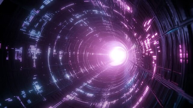 Flying through a futuristic tunnel seamless loop 3d animation