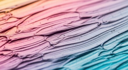 Fototapeta premium Abstract swirls of iridescent gel with rainbow hues and textured surface