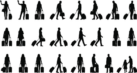 Set of Vector Black Silhouettes of Young Female Badminton Players in Various Dynamic Poses Hitting the Shuttlecock with Rackets for Sport, Health, and Competition