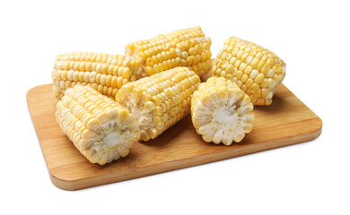 Pieces of raw corncobs isolated on white